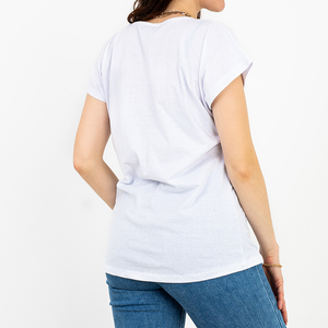 Weißes Damen-T-Shirt mit Aufdruck in PLUS SIZE - Kleidung