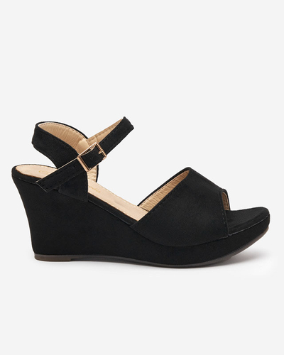 OUTLET Schwarze Damensandalen mit Keilabsatz Nalem - Schuhe