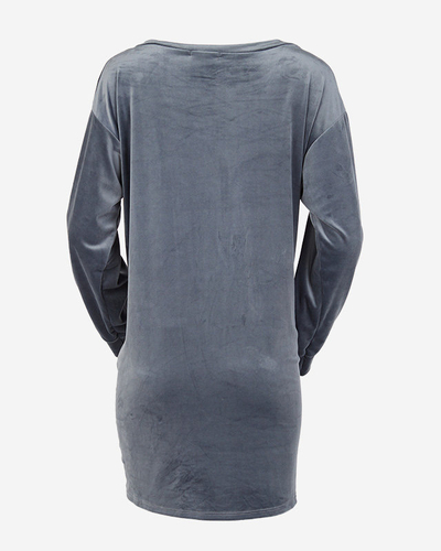 Темно-сіра довга жіноча туніка з цирконами