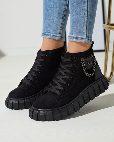 Schwarzer Damen-Schnürstiefel mit Verzierungen Tamti - Schuhe