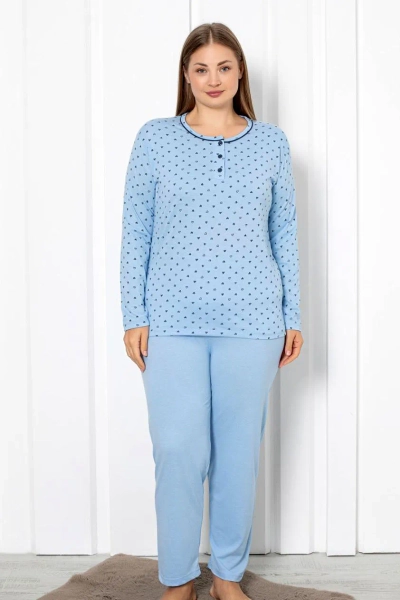 Royalfashion Damen Baumwolle 2-teilige Herzmuster Plus-Size Schlafanzug