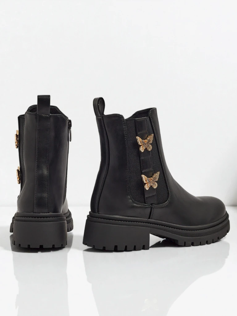 Öko-Leder Damenstiefeletten mit Schmetterlingen Bravelle