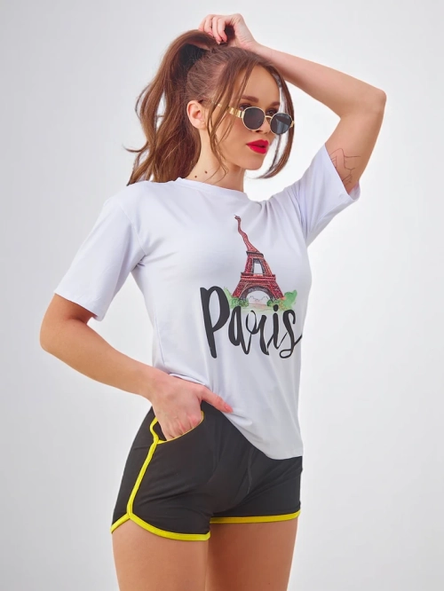 Royalfashion Жіночий спортивний комплект з футболкою та шортами Париж