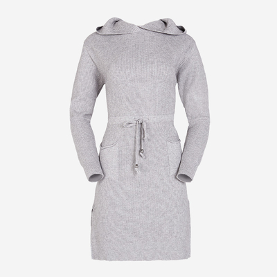 Graues Damen-Pulloverkleid mit Kapuze - Kleidung
