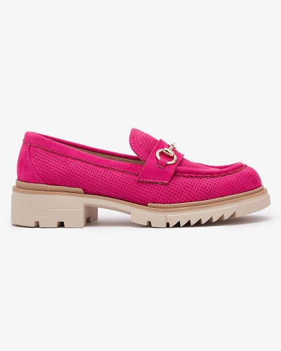 Fuchsia durchbrochene Damenmokassins mit Kette Imerila - Footwear