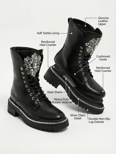 Evinell Damen Worker Boots aus Öko-Leder