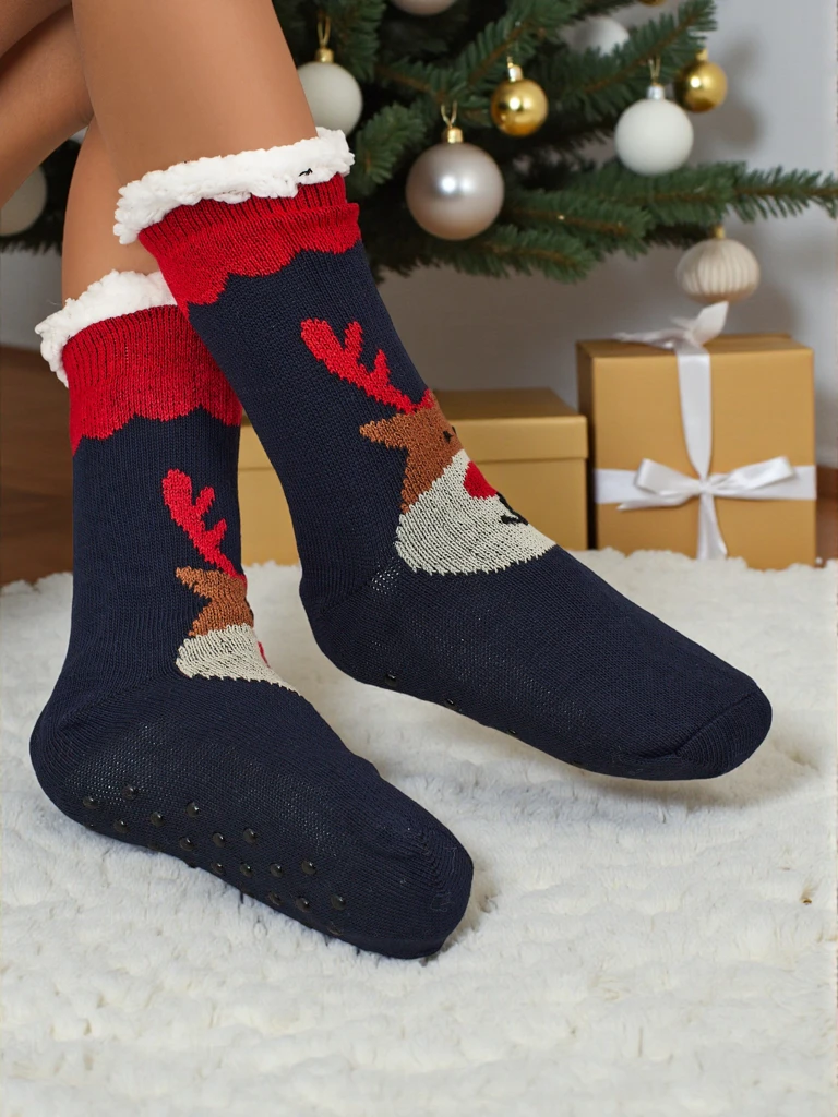 Warm gefütterte weihnachtliche Damen Socken SnuggleJoy