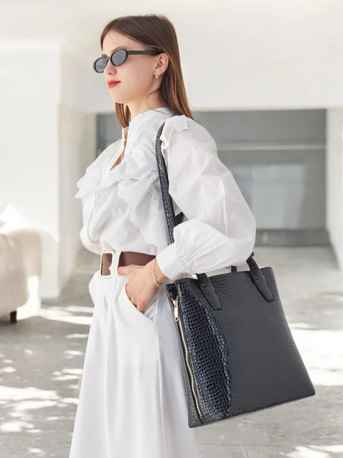 Royalfashion Ласка для жінок патентна шкіряна сумка з тисненням