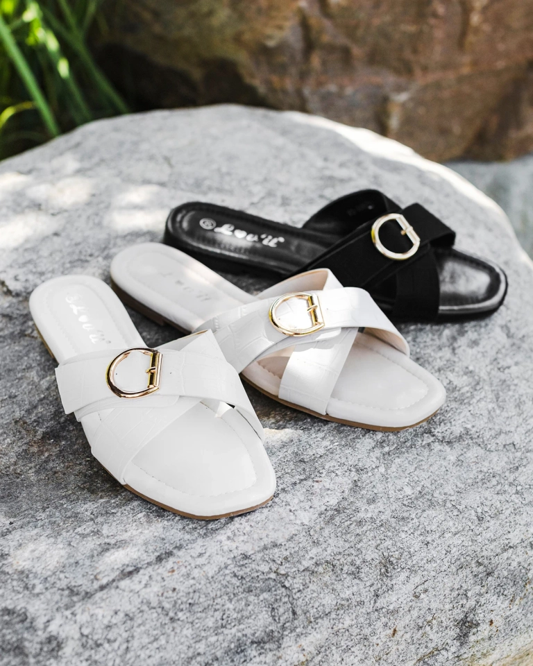 Royalfashion Beige Damen-Flip-Flops mit Prägung Koceva