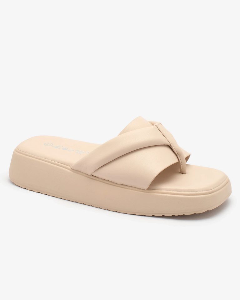 Royalfashion Beige Damen Plateau-Flip-Flops Luna Sole