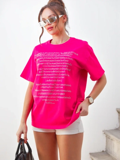 Royalfashion Damen Baumwoll-T-Shirt mit Strassschriftzug