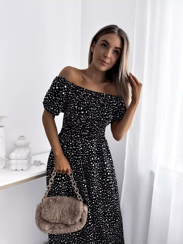 Schwarzes Damen Maxikleid aus Erbsen- Kleidung