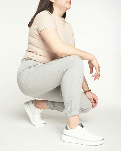 Graue Damen-Jogginghose aus Stoff PLUS SIZE - Kleidung