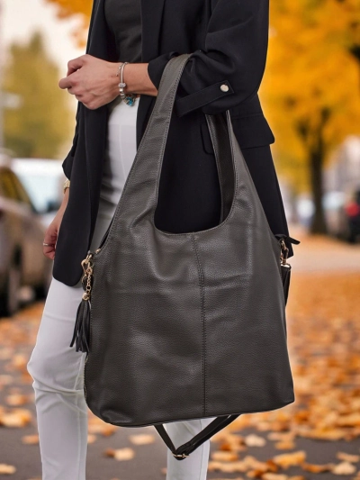 Große Damenhandtasche Shopper Crystal Haven aus Öko-Leder