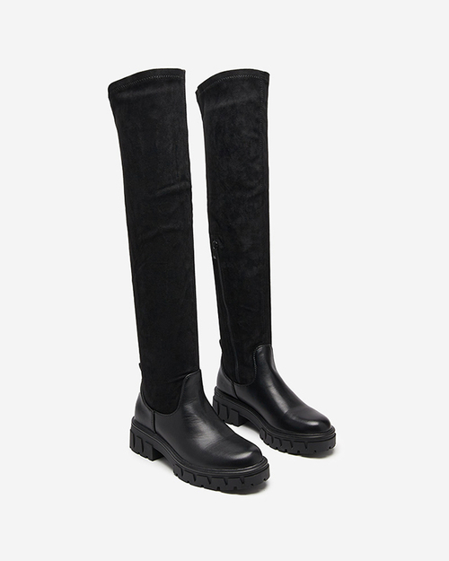 Чорні жіночі чоботи за коліно Liki