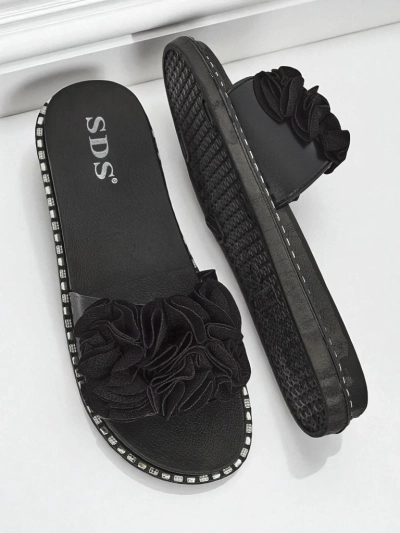 Royalfashion Damen-Pantoletten mit flacher Sohle Flora Verde