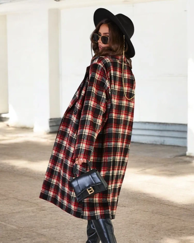 Royalfashion Karierter Damenmantel