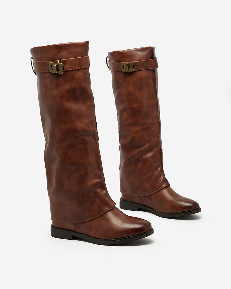 Royalfashion Braune Damenstiefel mit verstecktem Anker Dibisad