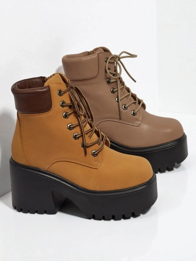 Damen Stiefeletten Öko-Wildleder mit Blockabsatz und Plateau Tavlissa