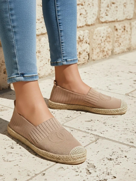 Damen Espadrilles Callisto hellbraun flacher Absatz ökologisches Leder