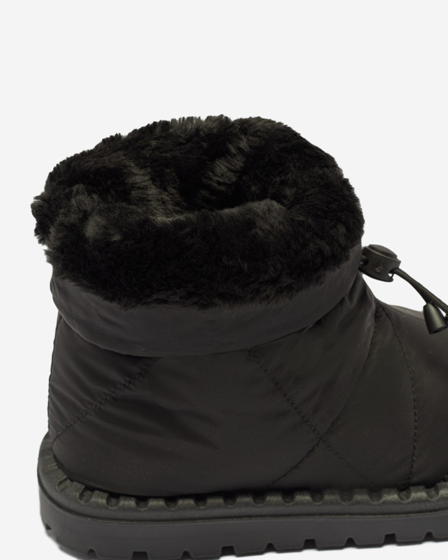Schwarze gesteppte Damen-Schneestiefel mit flacher Sohle Ferri - Footwear