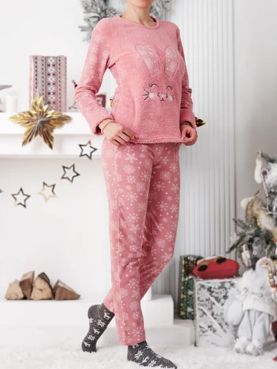 Royalfashion Damen-Pyjama mit einem Bunny, polarähnlich