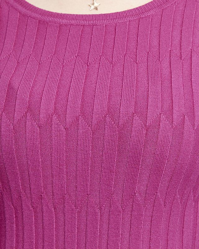 Fuchsia gerippter Damenpullover - Kleidung