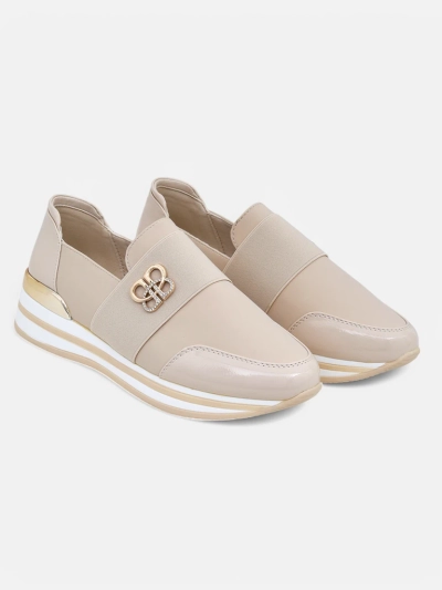 Damen Mokassins Aurora Classico Beige Öko-Leder flache Absätze