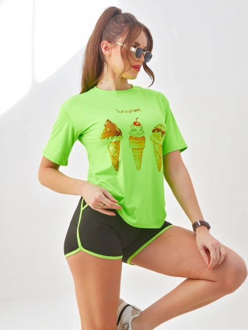 Royalfashion Жіночий спортивний комплект з футболкою та шортами Ice Cream