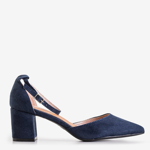 Темно-сині жіночі босоніжки на підборах Rumilа