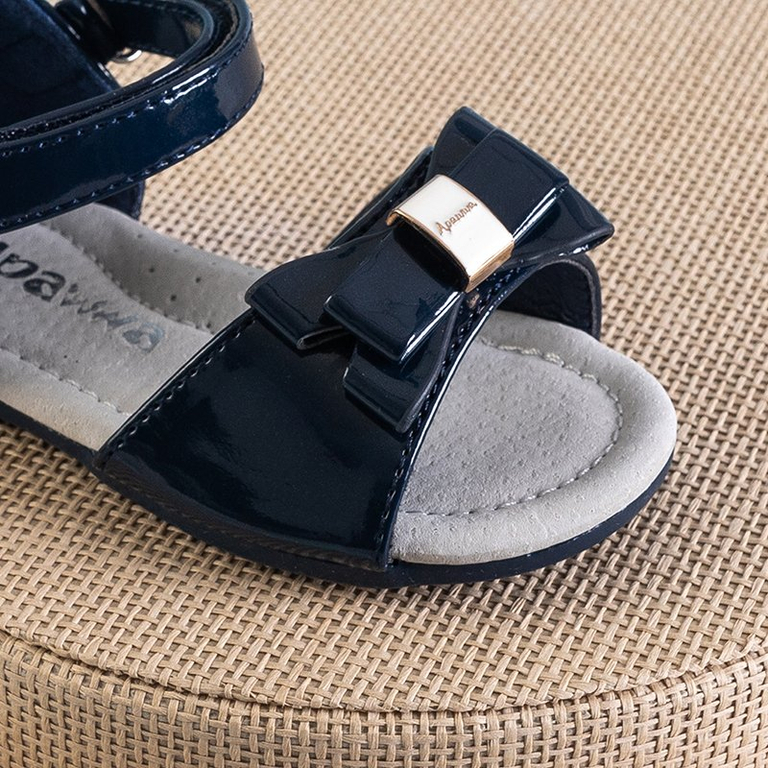 Dunkelblaue Kindersandalen mit Schleife Meeo - Schuhe