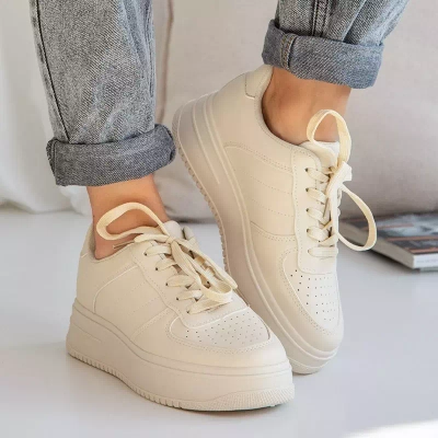 OUTLET Beige Damen-Sportschuhe auf der Silvina-Plattform - Schuhe