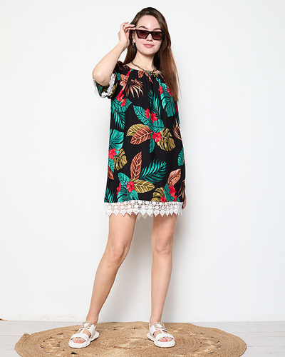 Чорна жіноча блузка в квіти PLUS SIZE