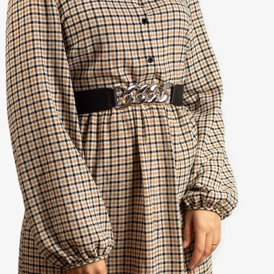 Schwarzer Elastischer Damengürtel mit silberner Kette - Accessoires