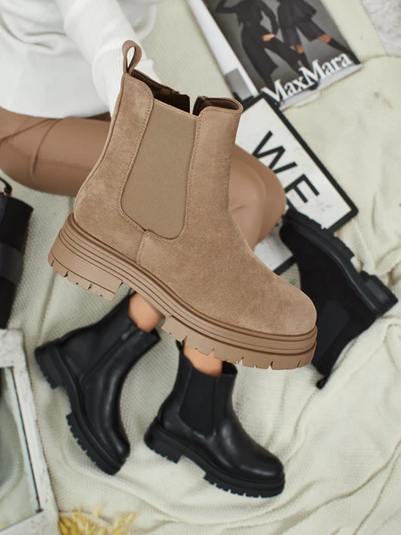 Damen Stiefeletten im Chelsea-Stil aus Öko-Wildleder Lunvor