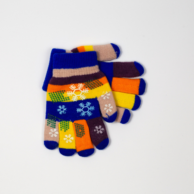 Kobaltblaue Mädchenhandschuhe mit Glitzer und Schneeflocke - Accessoires