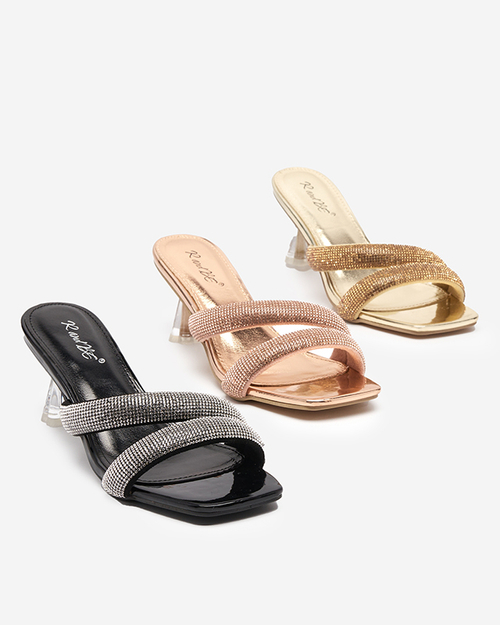 Чорні жіночі босоніжки на низьких підборах Teroo