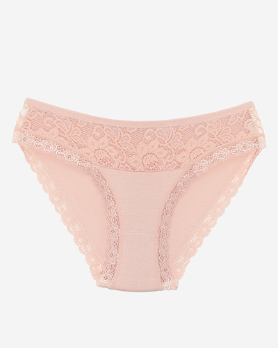 Pinker Damenslip aus Baumwolle mit Spitze - Unterwäsche