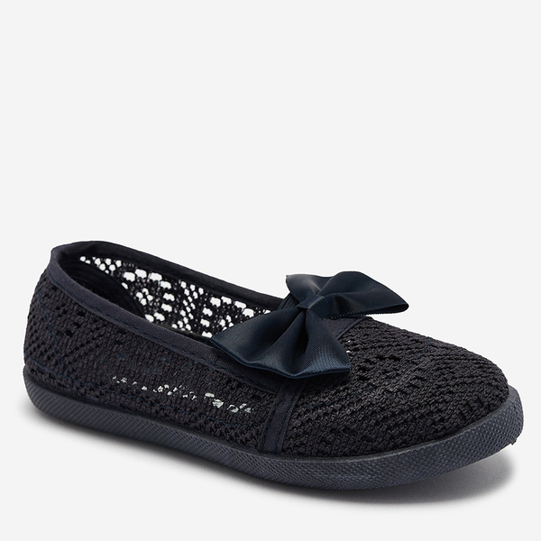 Marineblaue Slipper für Mädchen mit Schleife Sweet Time - Footwear
