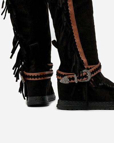 Royalfashion Schwarze Damenstiefel mit verstecktem Anker Figerra