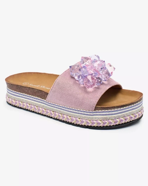 Жіночі шльопанці Royalfashion з кристалами фіолетового кольору Bollah