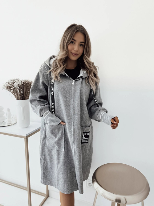 Жіноче пальто-куртка Royalfashion довжиною до коліна сірого кольору