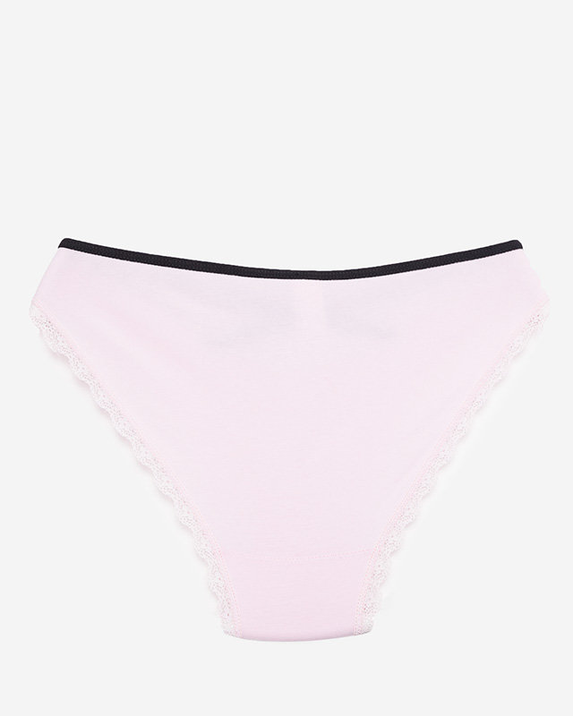 Pinker Damenslip mit Spitze und Streifen - Unterwäsche
