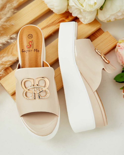 Royalfashion Лаковані жіночі шльопанці на підборах Sailla