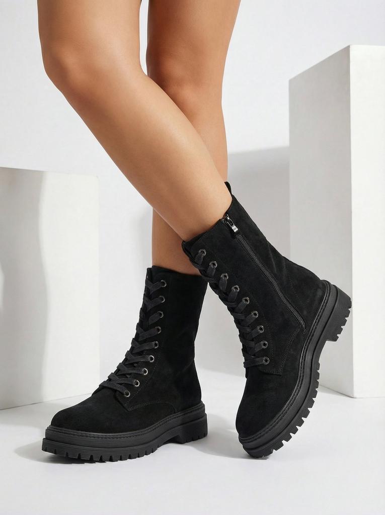 Damen Eco-Wildleder Worker Boots Molistea