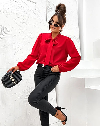 Royalfashion Damenbluse mit Schleife