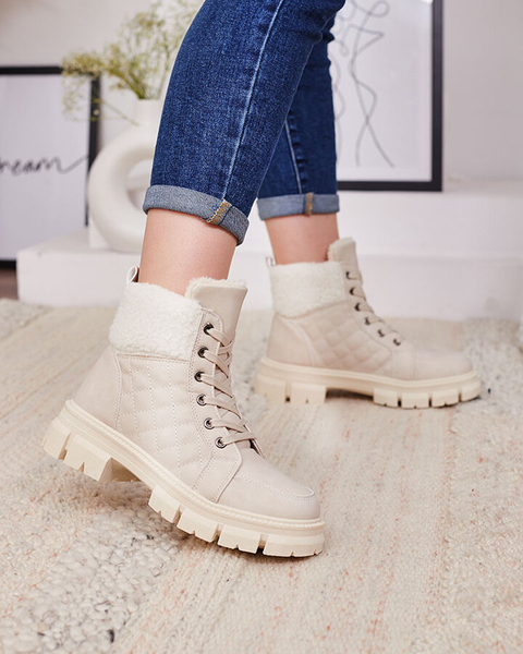 Royalfashion Beige isolierte Damen Trapperstiefel Hogenaf