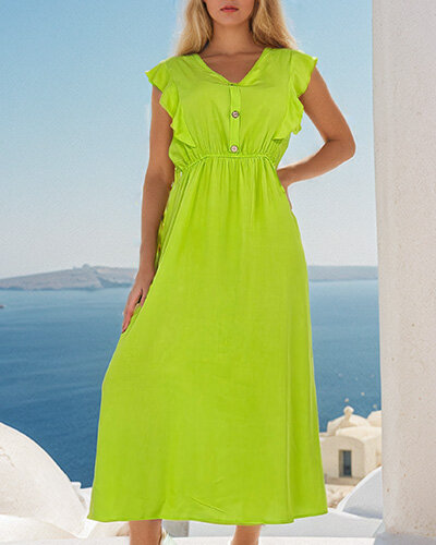 Royalfashion Damen Midikleid mit Knöpfen