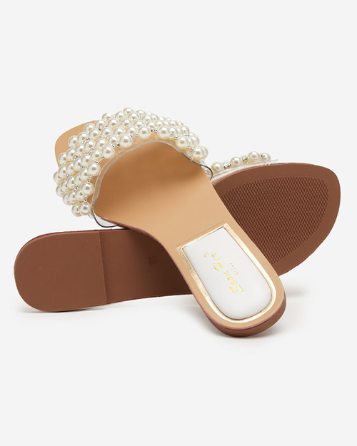 Жіночі шльопанці з перлинами Faldei