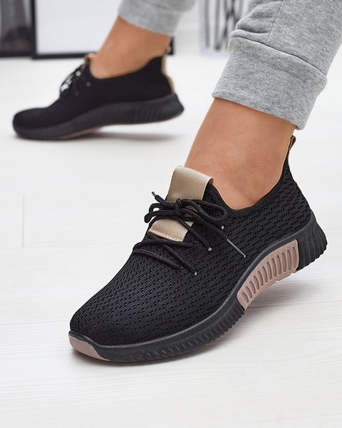 Schwarze Damen-Sportschuhe mit braunen Einsätzen Keteti - Schuhe